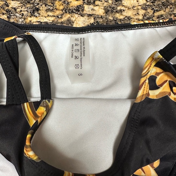 SHEIN Black and Gold Chain Design High Waisted Bikini - Size Small - Picture 3 of 5